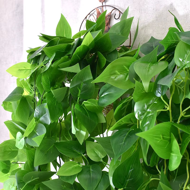 105Cm 5 Forks Artificial Vines Plants Outdoor Plastic Creeper Green Ivy Wall Hanging Plants Branch for Home Garden Wedding Decor