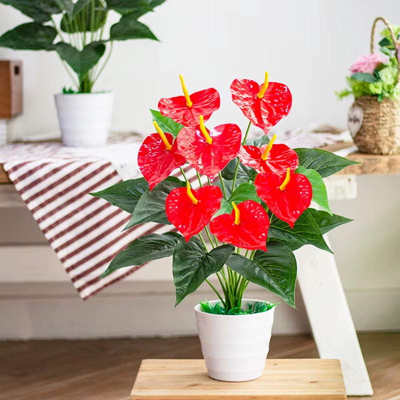 53Cm Artificial Monstera Leaves Home Plastic Palm Fronds Fake Anthurium Greenery Tree Big Herb Plant for Garden Outdoor Decor