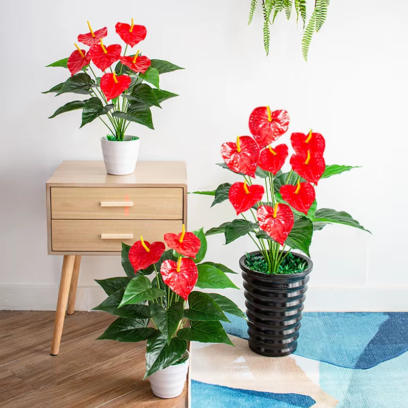 53Cm Artificial Monstera Leaves Home Plastic Palm Fronds Fake Anthurium Greenery Tree Big Herb Plant for Garden Outdoor Decor