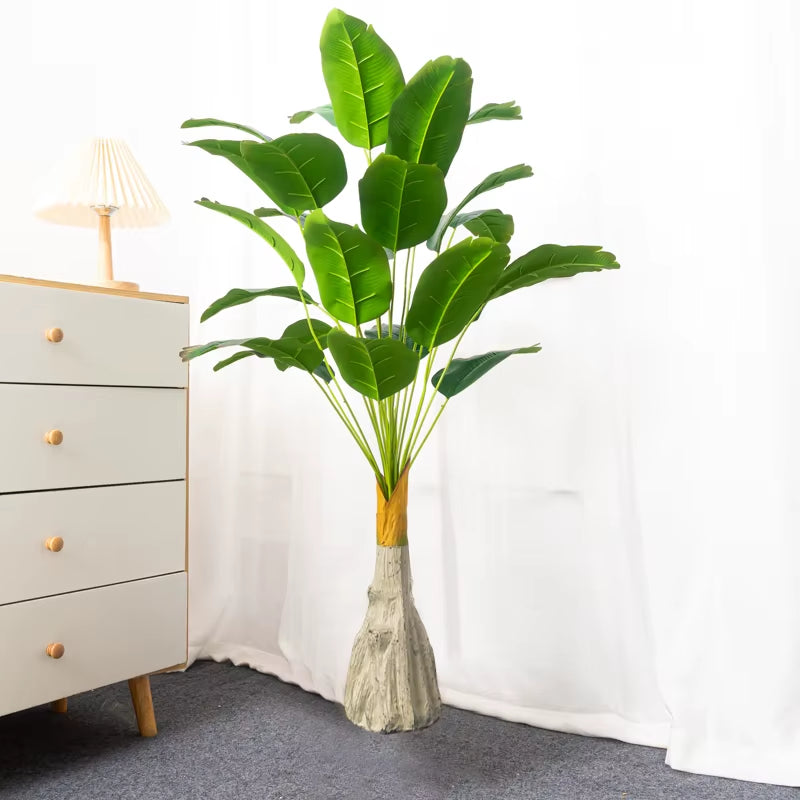 80Cm 18 Forks Tropical Plants Large Artificial Banana Tree Fake Monstera Plastic Palm Tree Leaves for Home Garden Wedding Decor