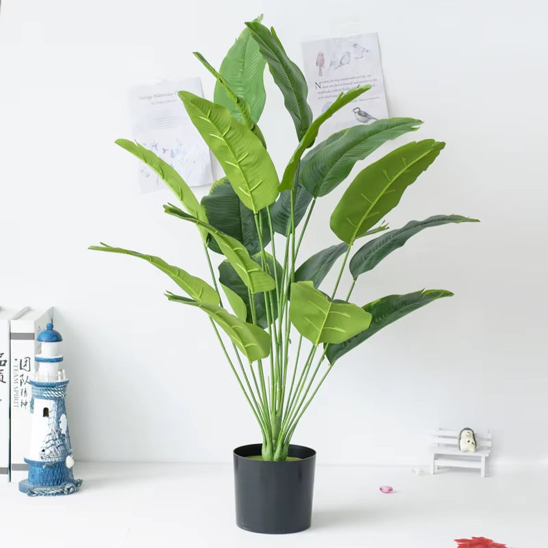 80Cm 18 Forks Tropical Plants Large Artificial Banana Tree Fake Monstera Plastic Palm Tree Leaves for Home Garden Wedding Decor