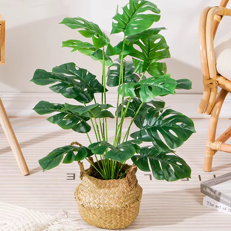 70Cm 18 Forks Large Artificial Monstera Plants Fake Palm Tree Plastic Turtle Leaves Green Tall Plants for Home Garden Room Decor