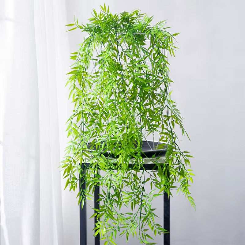 80-105Cm Artificial Hanging Plants Tropical Bamboo Leaf Vines Fake Grass Vine Plastic Willow Leaves Wall for Garden Home Decor