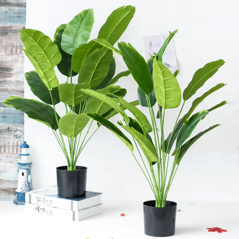80Cm 18 Forks Tropical Plants Large Artificial Banana Tree Fake Monstera Plastic Palm Tree Leaves for Home Garden Wedding Decor