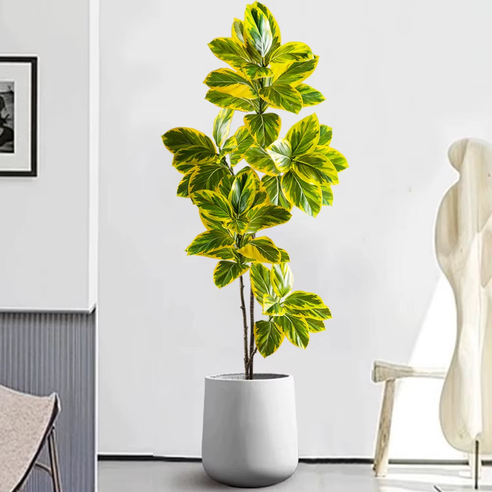 70-130Cm Artificial Banyan Tree Branch Fake Magnolia Leaves Tall Rubber Tree False Ficus Plants for Home Office Wedding Decor