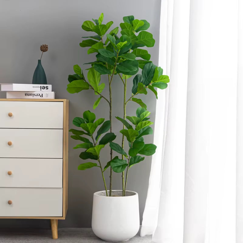 122Cm Tropical Tree Large Artificial Ficus Plants Branches Plastic Fake Leafs Green Banyan Tree for Home Garden Room Shop Decor