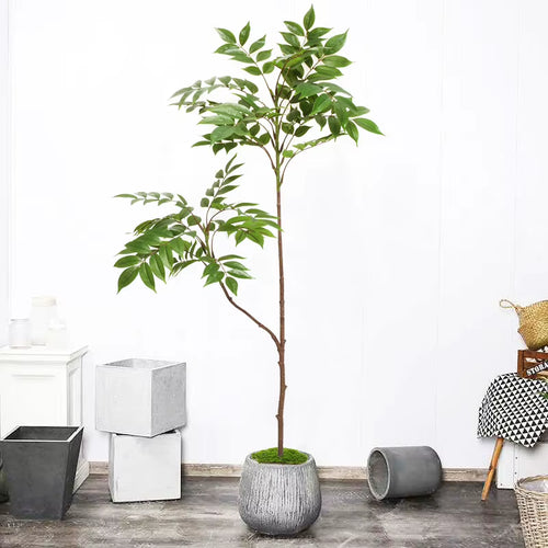 110Cm Large Artificial Plants Fake Lacquer Tree Branch Plastic Varnish Leaves Tall Green Landscape for Home Garden Outdoor Decor