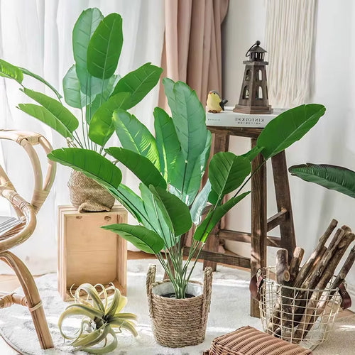 80Cm 18 Forks Tropical Plants Large Artificial Banana Tree Fake Monstera Plastic Palm Tree Leaves for Home Garden Wedding Decor
