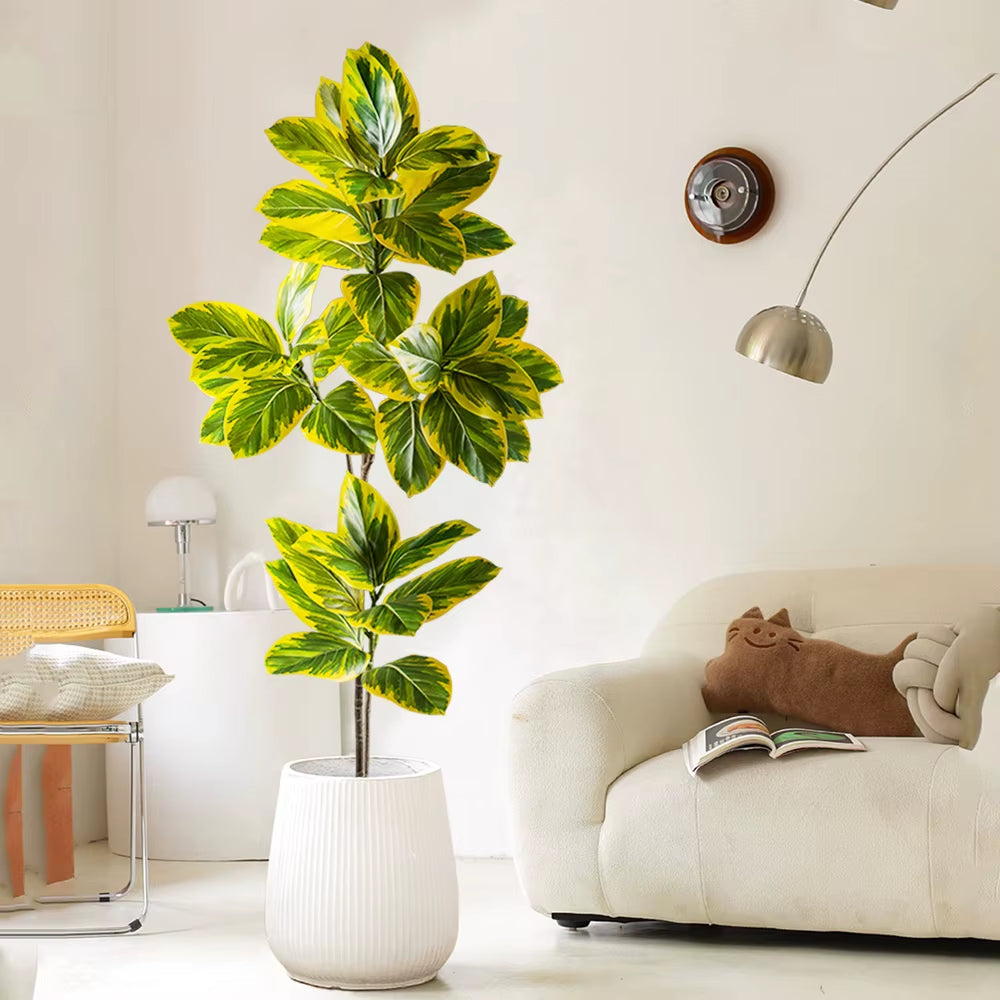 70-130Cm Artificial Banyan Tree Branch Fake Magnolia Leaves Tall Rubber Tree False Ficus Plants for Home Office Wedding Decor