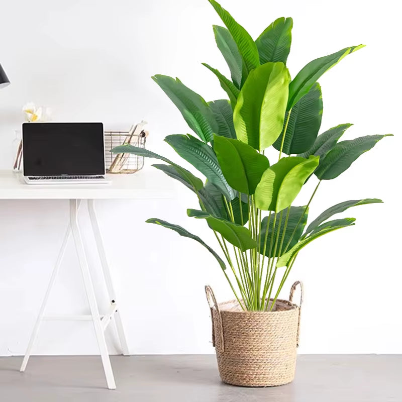88Cm 24Leaves Large Tropical Palm Tree Fake Banana Plants Leaves Real Touch Strelizia Plastic Monstera Plant for Home Garden