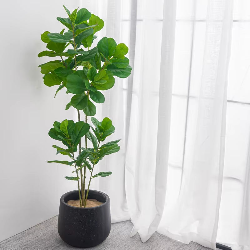 122Cm Tropical Tree Large Artificial Ficus Plants Branches Plastic Fake Leafs Green Banyan Tree for Home Garden Room Shop Decor