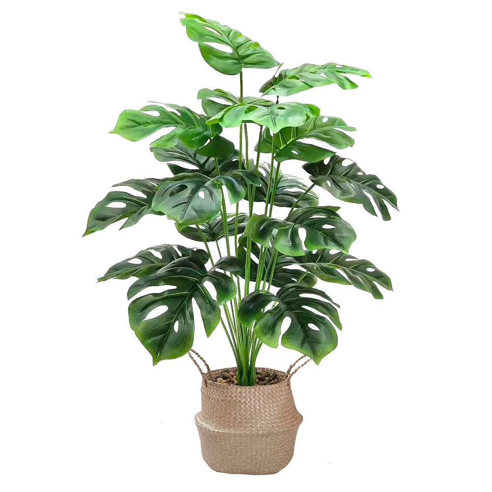 70Cm 18 Forks Large Artificial Monstera Plants Fake Palm Tree Plastic Turtle Leaves Green Tall Plants for Home Garden Room Decor