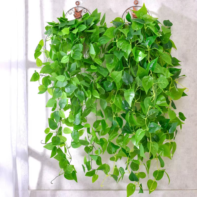 105Cm 5 Forks Artificial Vines Plants Outdoor Plastic Creeper Green Ivy Wall Hanging Plants Branch for Home Garden Wedding Decor